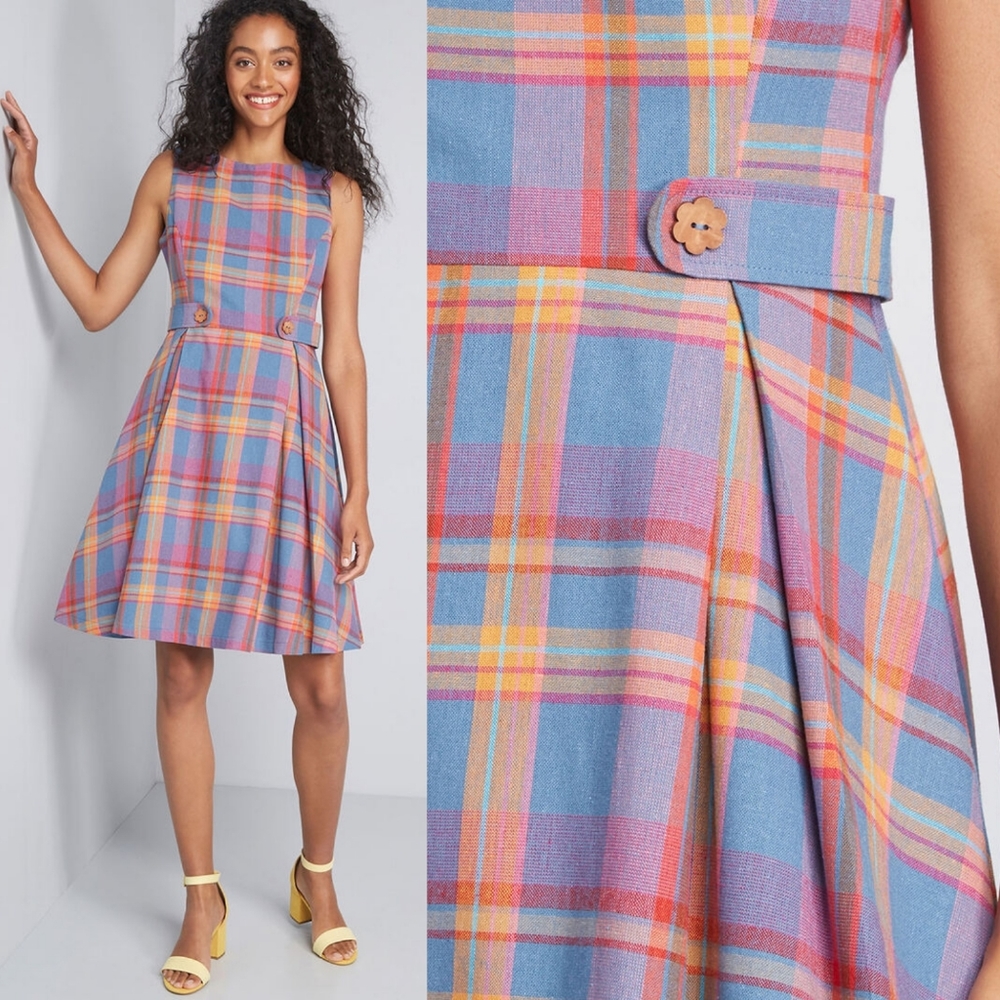 Modcloth Something Sixties Cotton-Linen Dress NEW - Picture 3 of 8